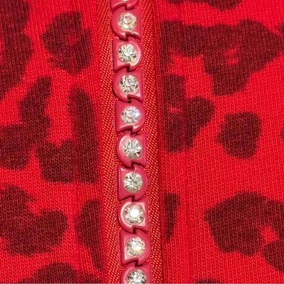 Vintage H & J Red leopard print zip up cardigan size Small - Picture 7 of 8